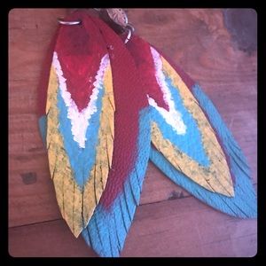 Leather feather earrings